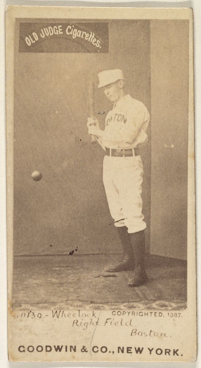 Wheelock, Right Field, Boston, from the Old Judge series (N172) for Old Judge Cigarettes, Issued by Goodwin &amp; Company, Albumen photograph 