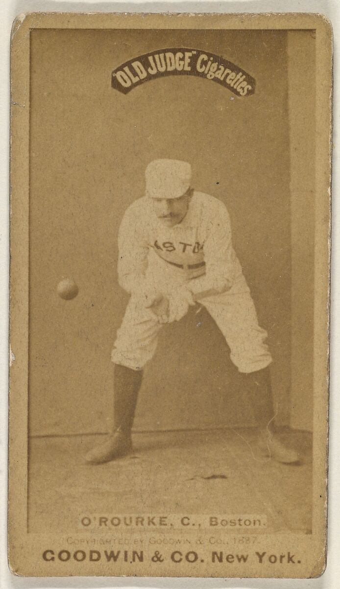 O'Rourke, Catcher, Boston, from the Old Judge series (N172) for Old Judge Cigarettes, Issued by Goodwin &amp; Company, Albumen photograph 
