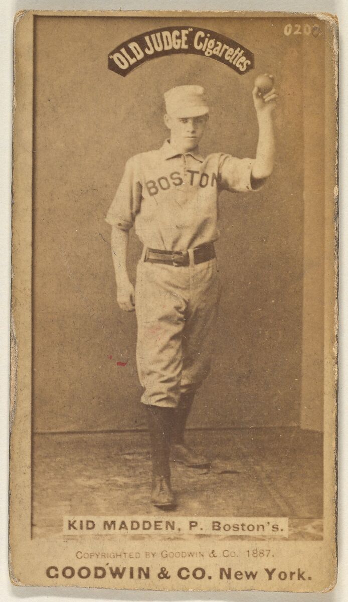 Kid Madden, Pitcher, Boston, from the Old Judge series (N172) for Old Judge Cigarettes, Issued by Goodwin &amp; Company, Albumen photograph 