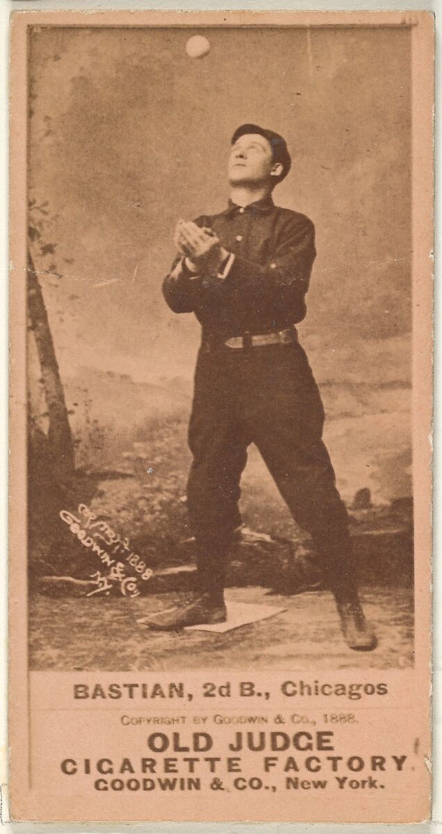 Bastian, 2nd Base, Chicago, from the Old Judge series (N172) for Old Judge Cigarettes, Issued by Goodwin &amp; Company, Albumen photograph 