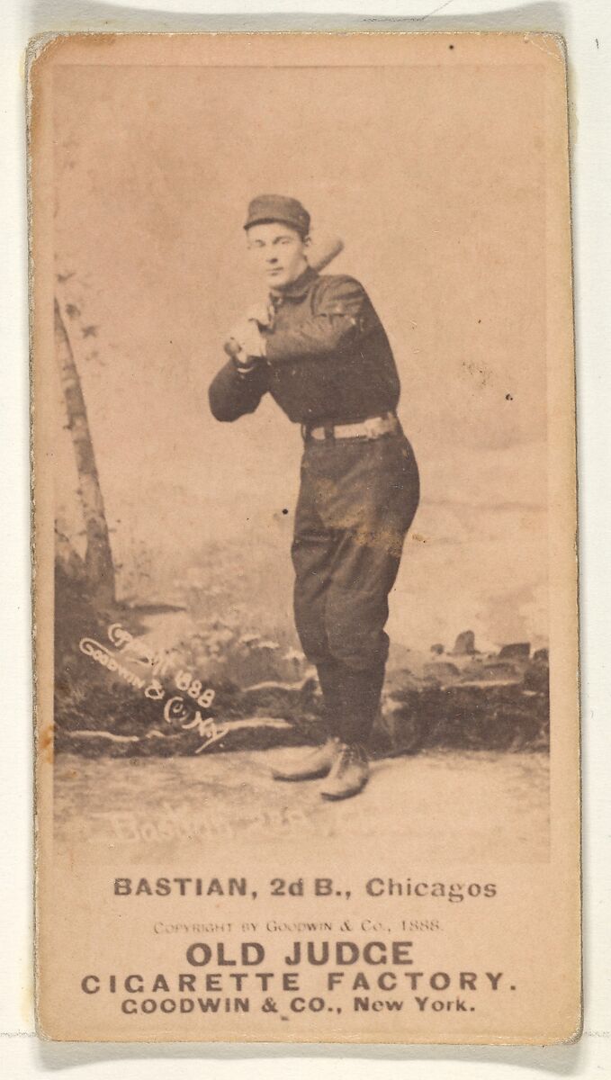 Bastian, 2nd Base, Chicago, from the Old Judge series (N172) for Old Judge Cigarettes, Issued by Goodwin &amp; Company, Albumen photograph 