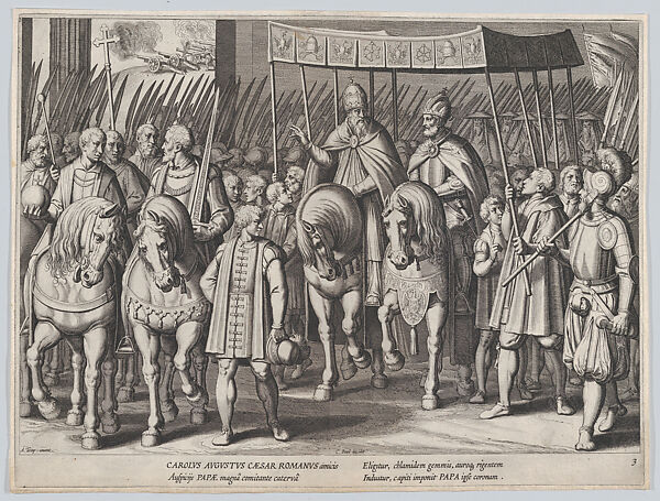 Plate 3: Charles V Crowned Emperor entering Rome with the Pope, from the Triumphs of Charles V