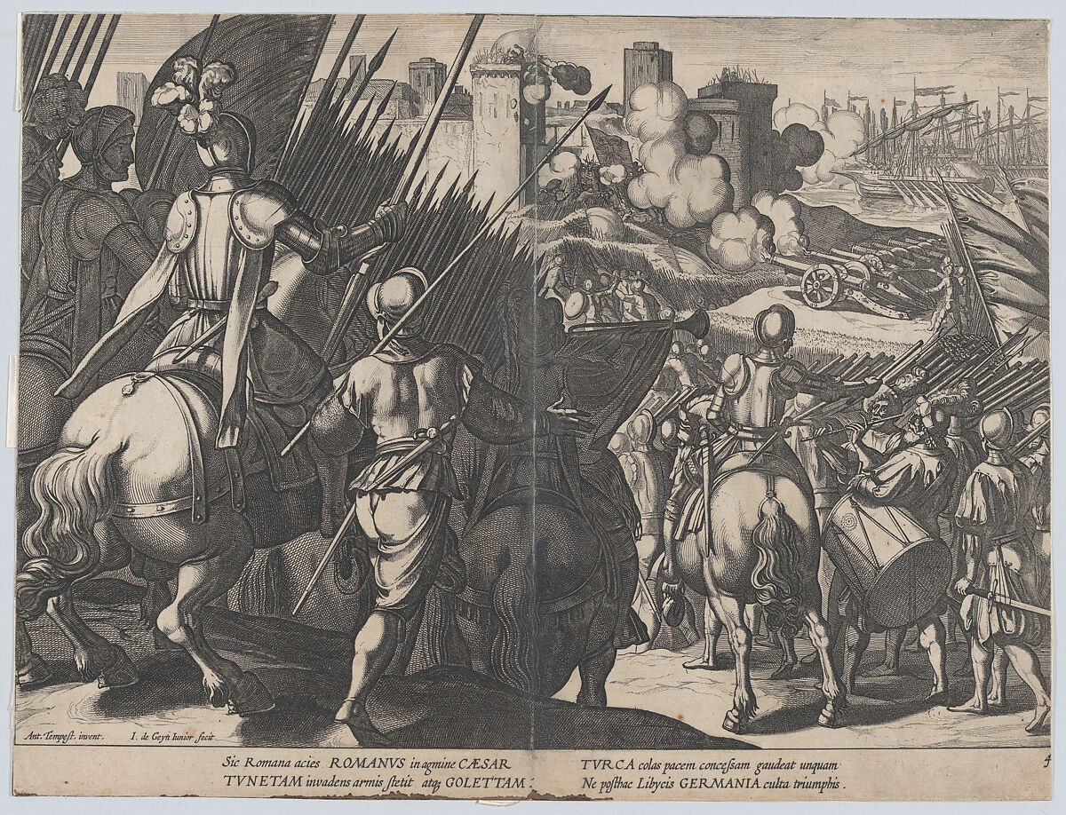 Plate 4: The victory of Goleta, near Tunis, from "Triumphs of Charles V", Jacques de Gheyn, III (Dutch, Amsterdam (?) ca. 1596–1641 Utrecht), Etching and engraving 