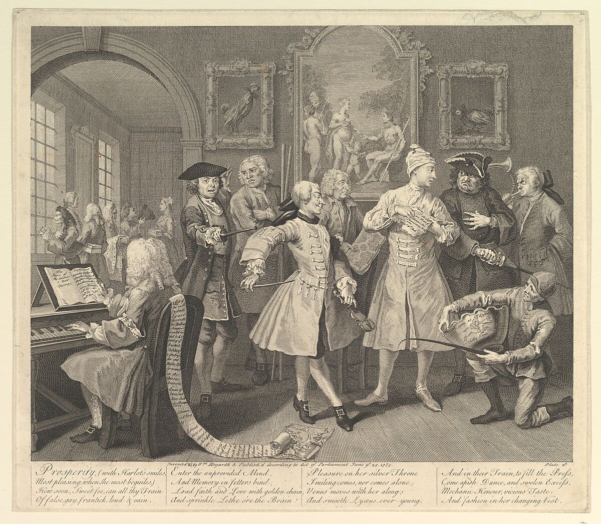 A Rake's Progress, Plate 2, William Hogarth (British, London 1697–1764 London), Etching and engraving; fourth state of four 
