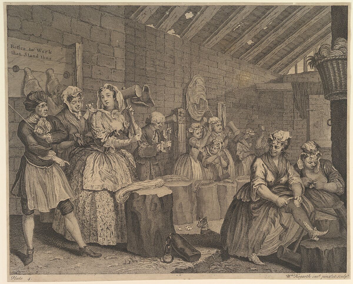 A Harlot's Progress, Plate 4, William Hogarth (British, London 1697–1764 London), Etching and engraving; first state of three 