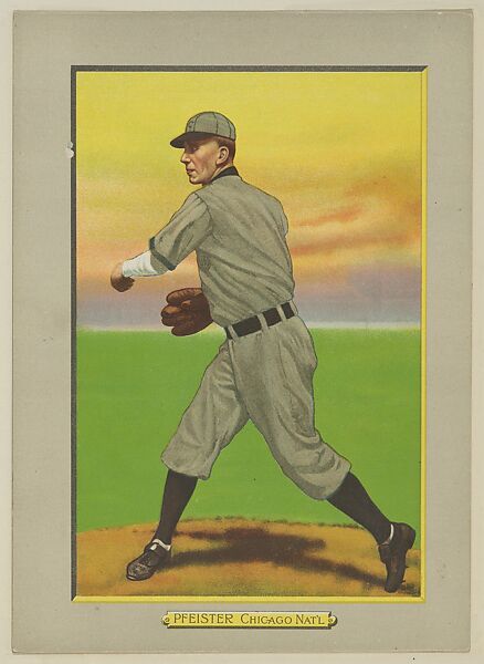 Jack Pfeister, Pitcher, Chicago Cubs (National League), from Turkey Red Cabinets (T3), American Tobacco Company, Chromolithograph with hand-coloring 