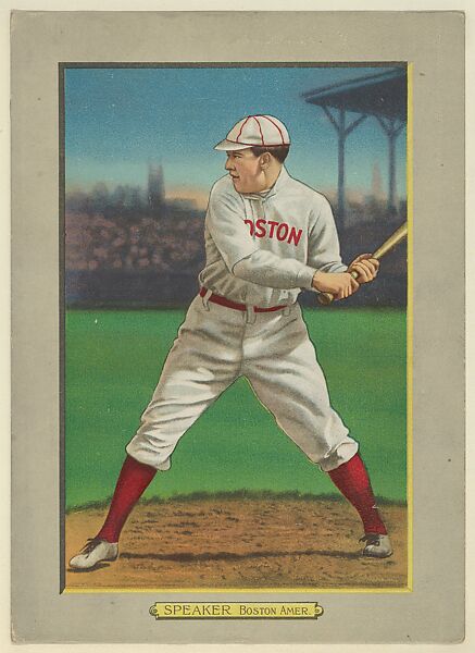 Tris Speaker, Center Fielder, Boston Red Sox (American League), from Turkey Red Cabinets (T3), American Tobacco Company, Chromolithograph with hand-coloring 