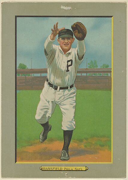 William Edward "Kitty" Bransfield, First Baseman, Philadelphia Phillies (National League), from Turkey Red Cabinets (T3), American Tobacco Company, Chromolithograph with hand-coloring 