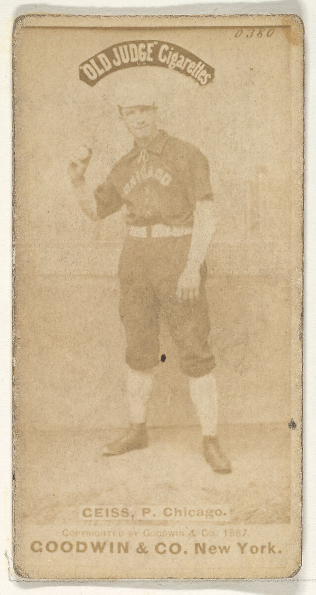 Ceiss, Pitcher, Chicago, from the Old Judge series (N172) for Old Judge Cigarettes, Issued by Goodwin &amp; Company, Albumen photograph 
