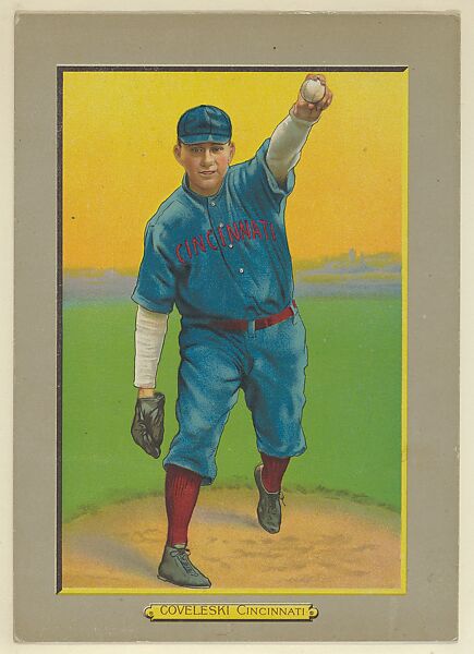 Harry Coveleski, Pitcher, Cincinnati Reds (National League), from Turkey Red Cabinets (T3), American Tobacco Company, Chromolithograph with hand-coloring 