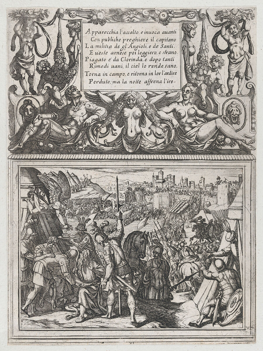 Plate 11: Illustration to Canto XI, from Torquato Tasso's "Gerusalemme liberata III", Antonio Tempesta (Italian, Florence 1555–1630 Rome), Etching 