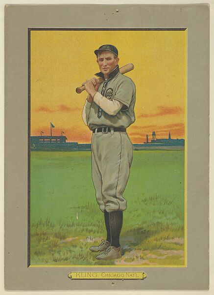 Johnny Kling, Catcher, Chicago Cubs (National League), from Turkey Red Cabinets (T3), American Tobacco Company, Chromolithograph with hand-coloring 