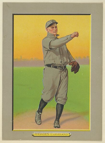 Bob Rhoades, Pitcher, Cleveland Naps (American League), from Turkey Red Cabinets (T3), American Tobacco Company, Chromolithograph with hand-coloring 