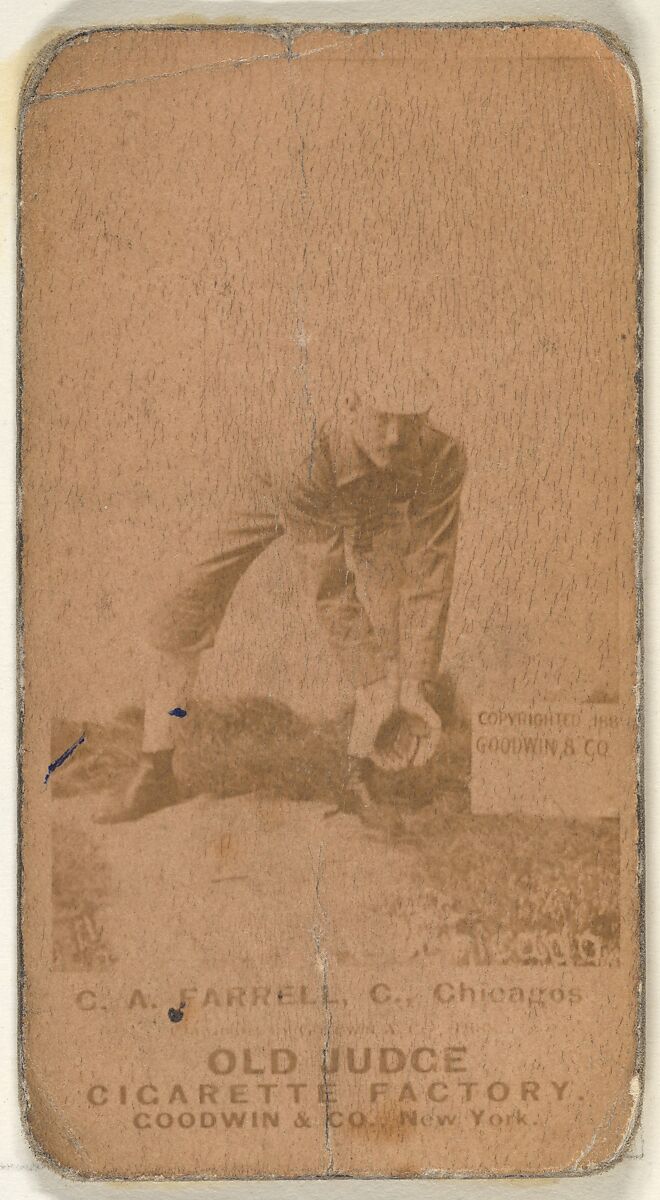 Charles Andrew "Duke" Farrell, Catcher, Chicago, from the Old Judge series (N172) for Old Judge Cigarettes, Issued by Goodwin &amp; Company, Albumen photograph 