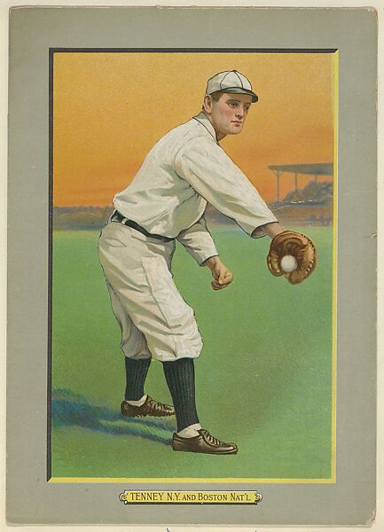 Fred Tenney, First Baseman, New York Giants (National League), Boston Rustlers (National League), from Turkey Red Cabinets (T3), American Tobacco Company, Chromolithograph with hand-coloring 