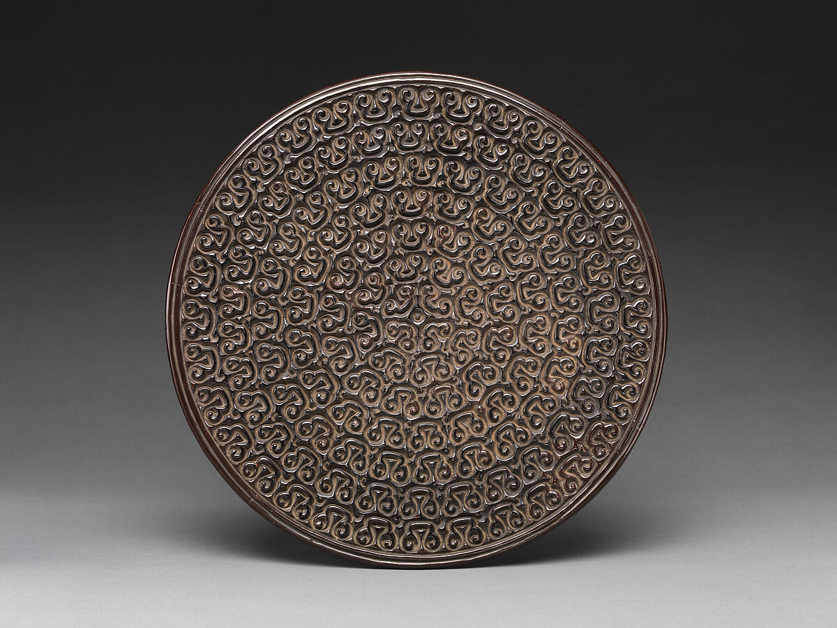 Plaque, Carved black lacquer, China 