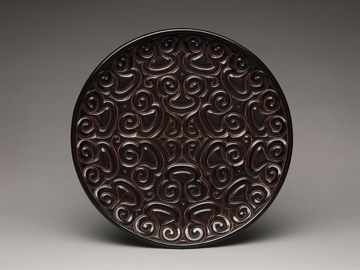Dish with pommel scrolls, Carved black and red lacquer (tixi), China 