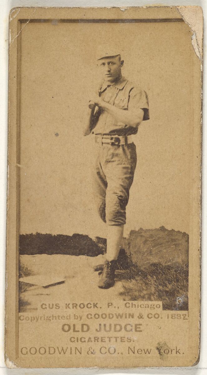 August H. "Gus" Krock, Pitcher, Chicago, from the Old Judge series (N172) for Old Judge Cigarettes, Issued by Goodwin &amp; Company, Albumen photograph 