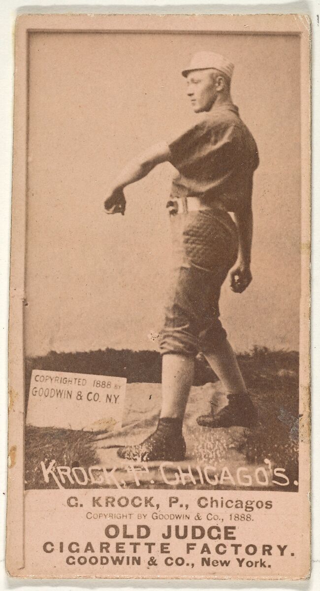 August H. "Gus" Krock, Pitcher, Chicago, from the Old Judge series (N172) for Old Judge Cigarettes, Issued by Goodwin &amp; Company, Albumen photograph 