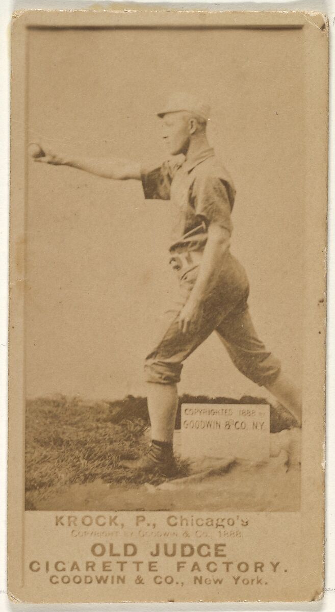 August H. "Gus" Krock, Pitcher, Chicago, from the Old Judge series (N172) for Old Judge Cigarettes, Issued by Goodwin &amp; Company, Albumen photograph 