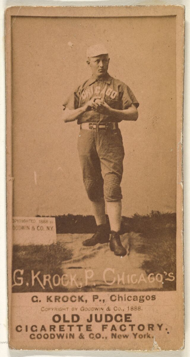 August H. "Gus" Krock, Pitcher, Chicago, from the Old Judge series (N172) for Old Judge Cigarettes, Issued by Goodwin &amp; Company, Albumen photograph 