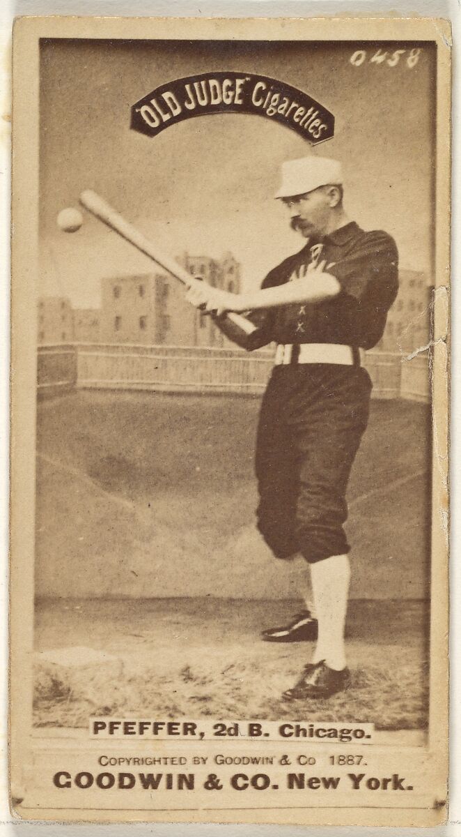 Fred "Dandelion" Pfeffer, 2nd Base, Chicago, from the Old Judge series (N172) for Old Judge Cigarettes, Issued by Goodwin &amp; Company, Albumen photograph 
