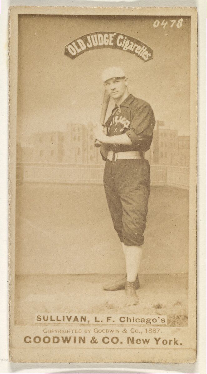 Sullivan, Left Field, Chicago, from the Old Judge series (N172) for Old Judge Cigarettes, Issued by Goodwin &amp; Company, Albumen photograph 