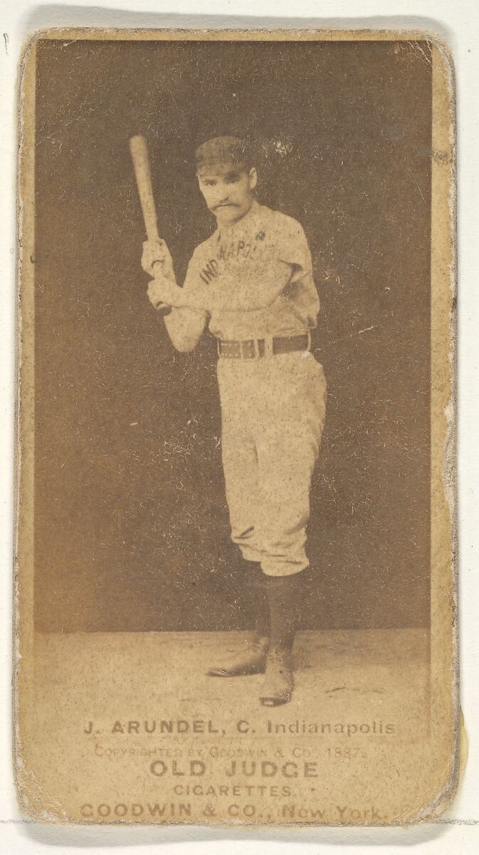 J. Arundel, Catcher, Indianapolis, from the Old Judge series (N172) for Old Judge Cigarettes, Issued by Goodwin &amp; Company, Albumen photograph 