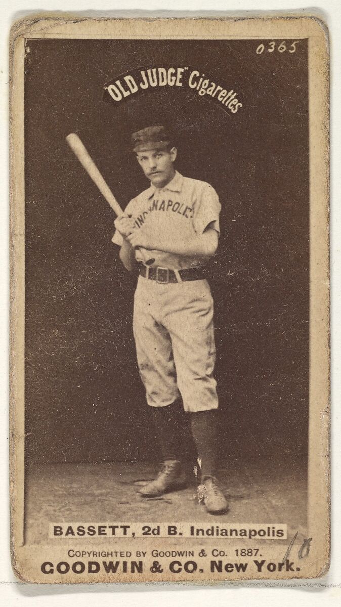 Bassett, 2nd Base, Indianapolis, from the Old Judge series (N172) for Old Judge Cigarettes, Issued by Goodwin &amp; Company, Albumen photograph 