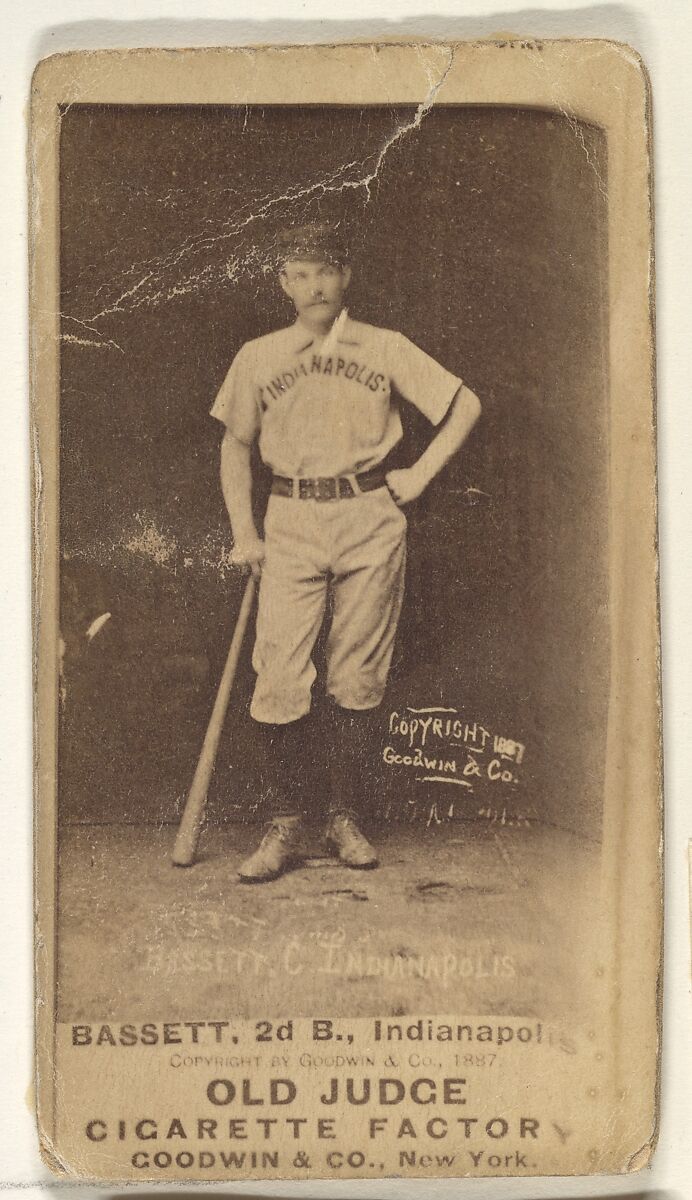 Bassett, 2nd Base, Indianapolis, from the Old Judge series (N172) for Old Judge Cigarettes, Issued by Goodwin &amp; Company, Albumen photograph 