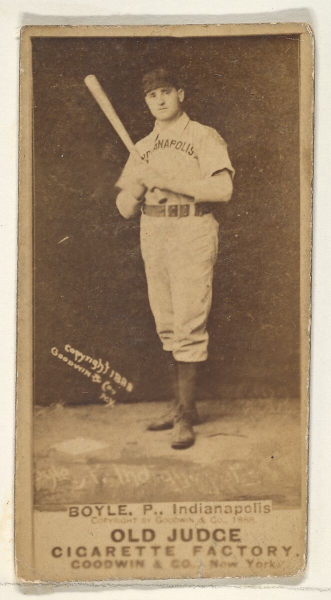 Boyle, Pitcher, Indianapolis, from the Old Judge series (N172) for Old Judge Cigarettes, Issued by Goodwin &amp; Company, Albumen photograph 