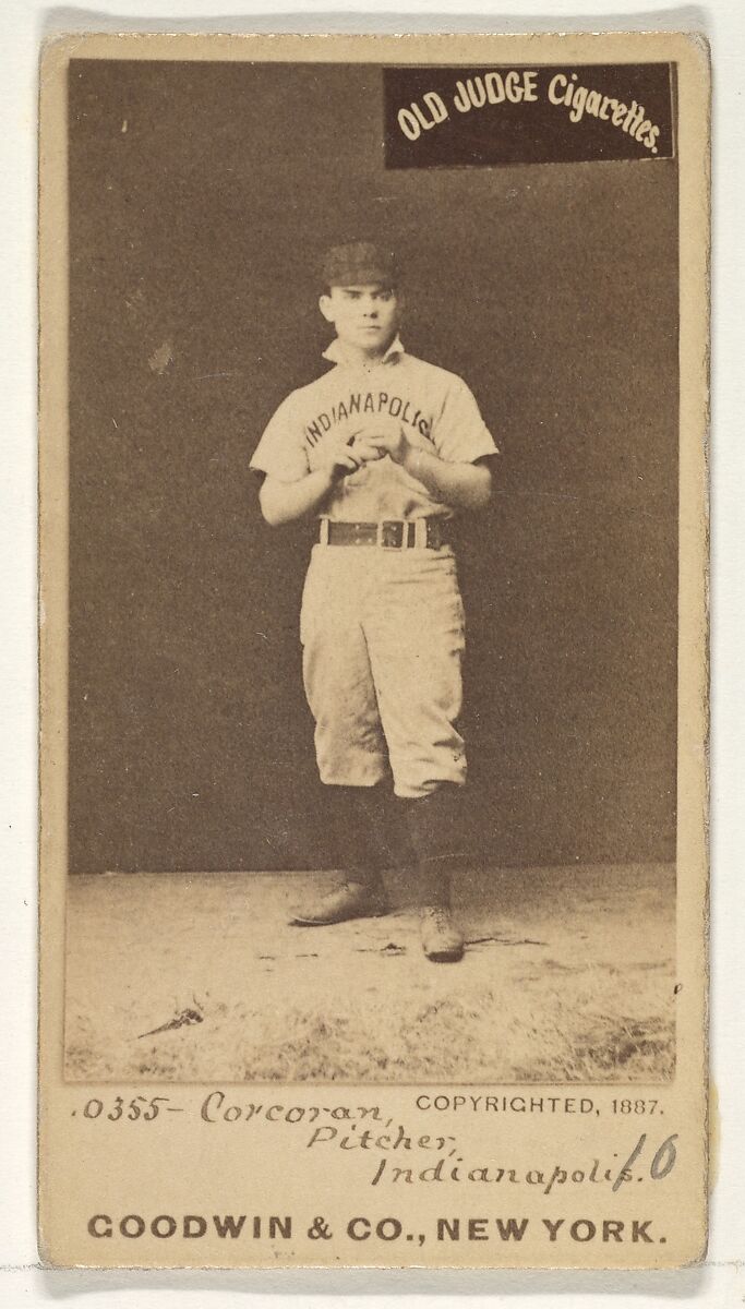 Corcoran, Pitcher, Indianapolis, from the Old Judge series (N172) for Old Judge Cigarettes, Issued by Goodwin &amp; Company, Albumen photograph 