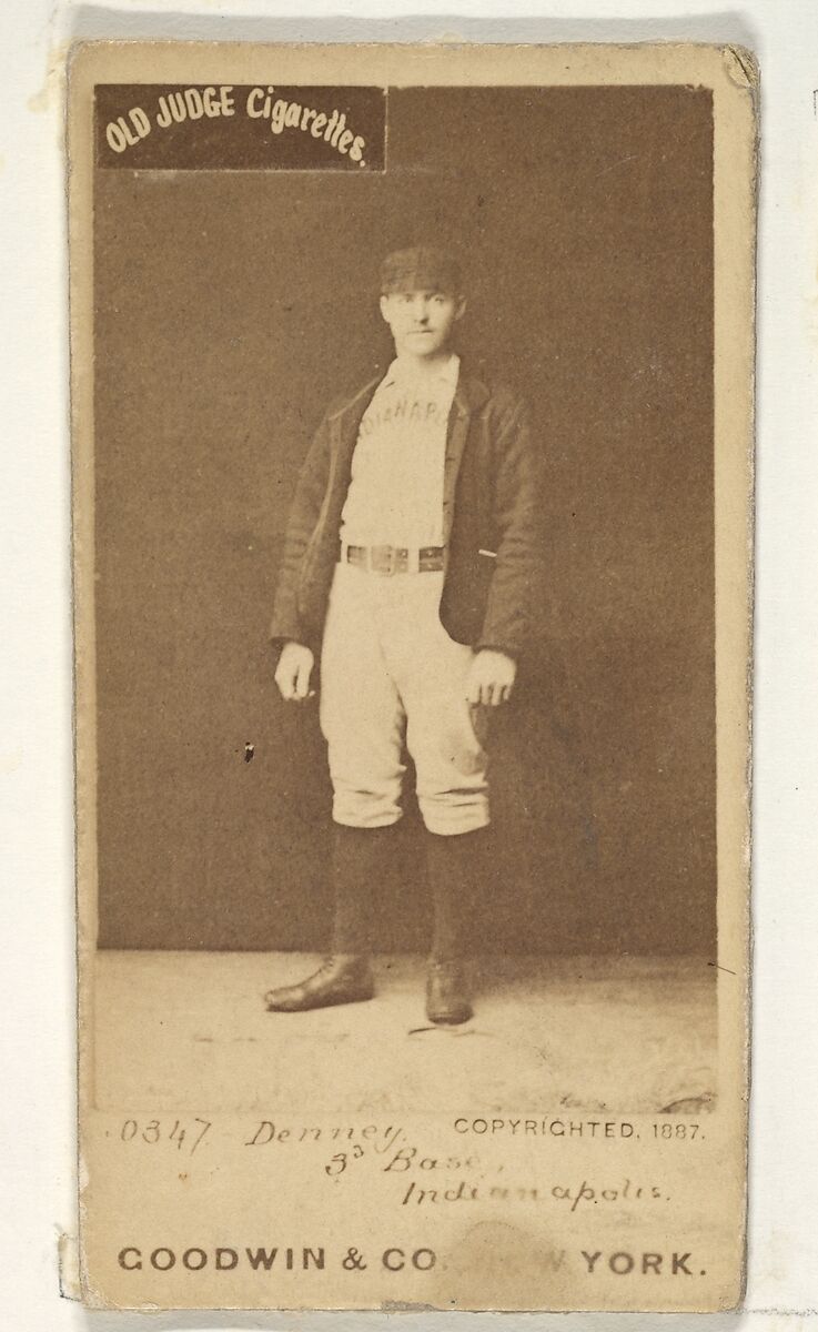 Jerry Denny, 3rd Base, Indianapolis, from the Old Judge series (N172) for Old Judge Cigarettes, Issued by Goodwin &amp; Company, Albumen photograph 