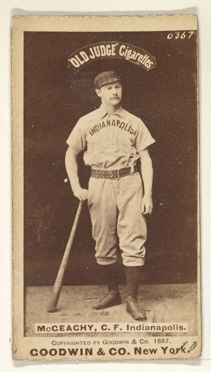 Jack McGeachey, Center Field, Indianapolis, from the Old Judge series (N172) for Old Judge Cigarettes, Issued by Goodwin &amp; Company, Albumen photograph 