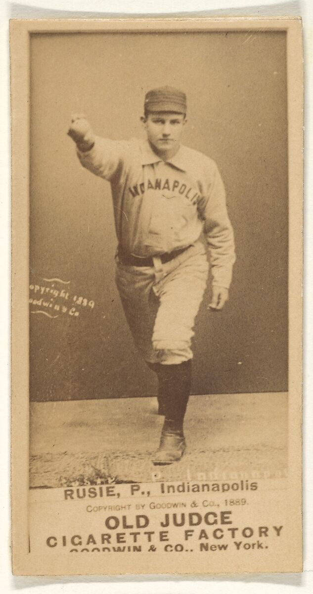 Amos Rusie, Pitcher, Indianapolis, from the Old Judge series (N172) for Old Judge Cigarettes, Issued by Goodwin &amp; Company, Albumen photograph 