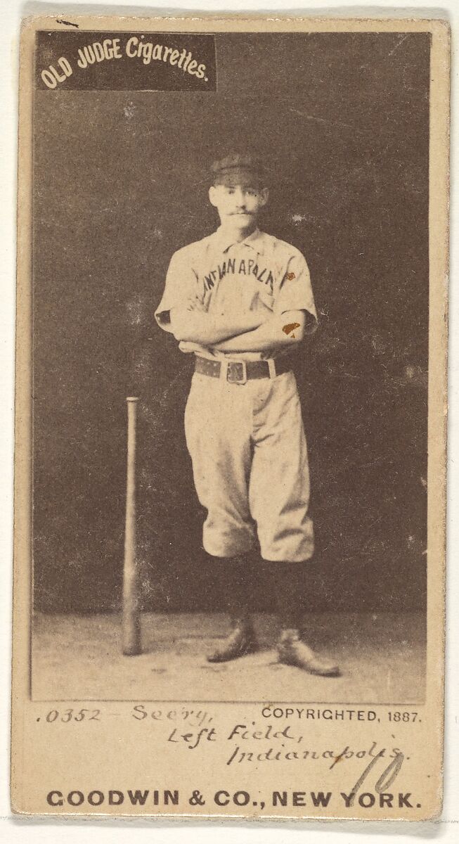 Seery, Left Field, Indianapolis, from the Old Judge series (N172) for Old Judge Cigarettes, Issued by Goodwin &amp; Company, Albumen photograph 