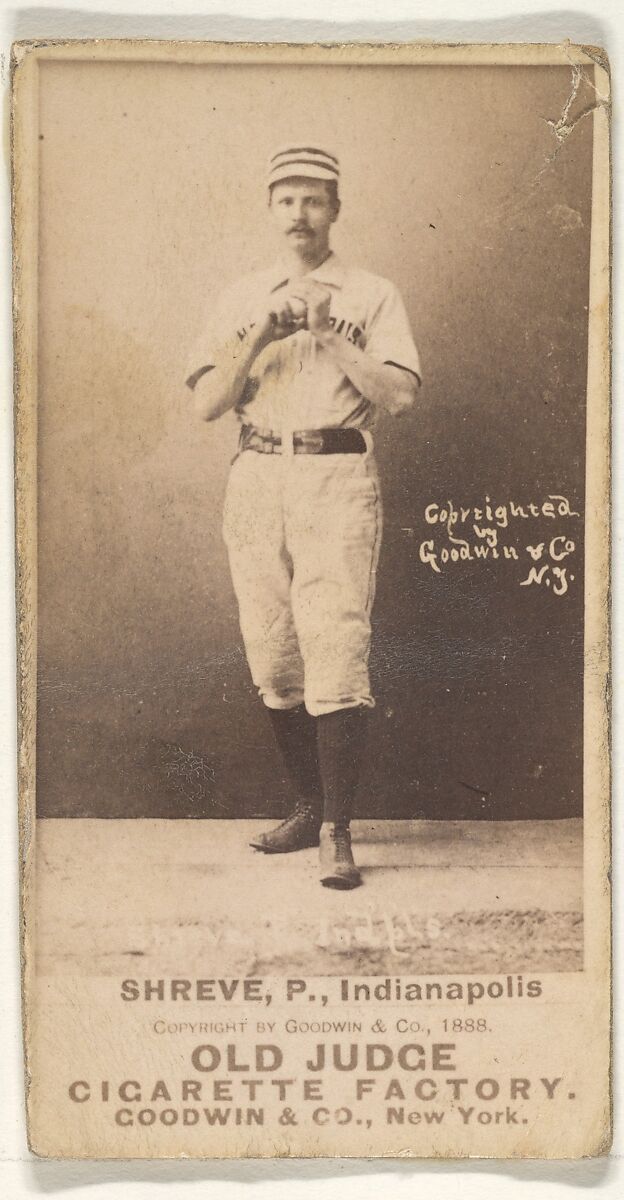 Lev Shreve, Pitcher, Indianapolis, from the Old Judge series (N172) for Old Judge Cigarettes, Issued by Goodwin &amp; Company, Albumen photograph 