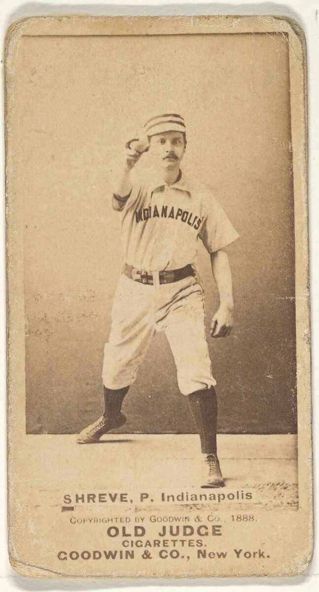 Lev Shreve, Pitcher, Indianapolis, from the Old Judge series (N172) for Old Judge Cigarettes, Issued by Goodwin &amp; Company, Albumen photograph 