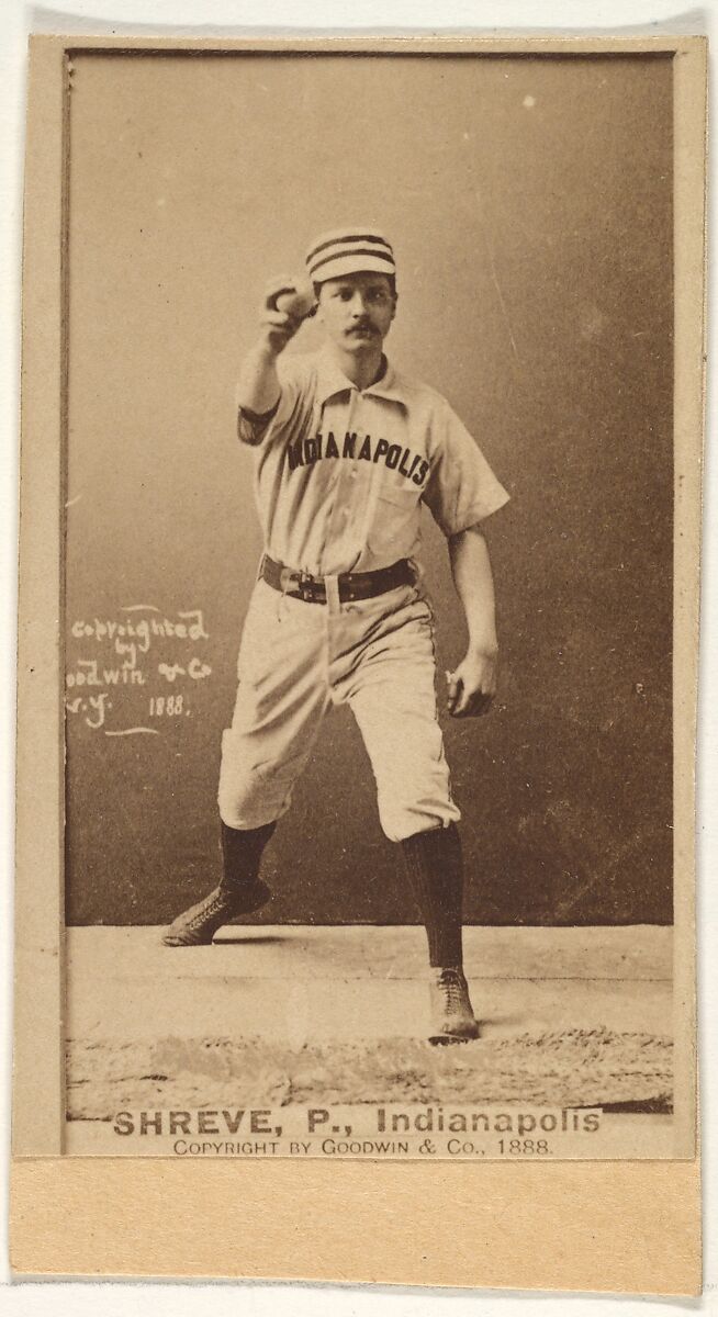 Lev Shreve, Pitcher, Indianapolis, from the Old Judge series (N172) for Old Judge Cigarettes, Issued by Goodwin &amp; Company, Albumen photograph 