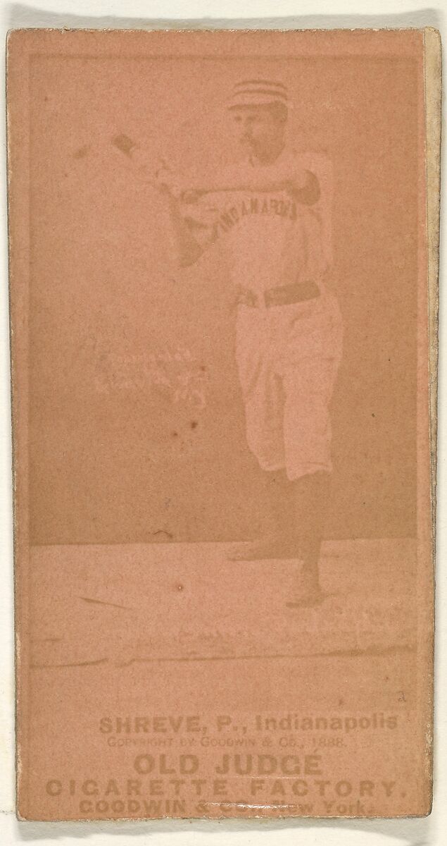 Lev Shreve, Pitcher, Indianapolis, from the Old Judge series (N172) for Old Judge Cigarettes, Issued by Goodwin &amp; Company, Albumen photograph 