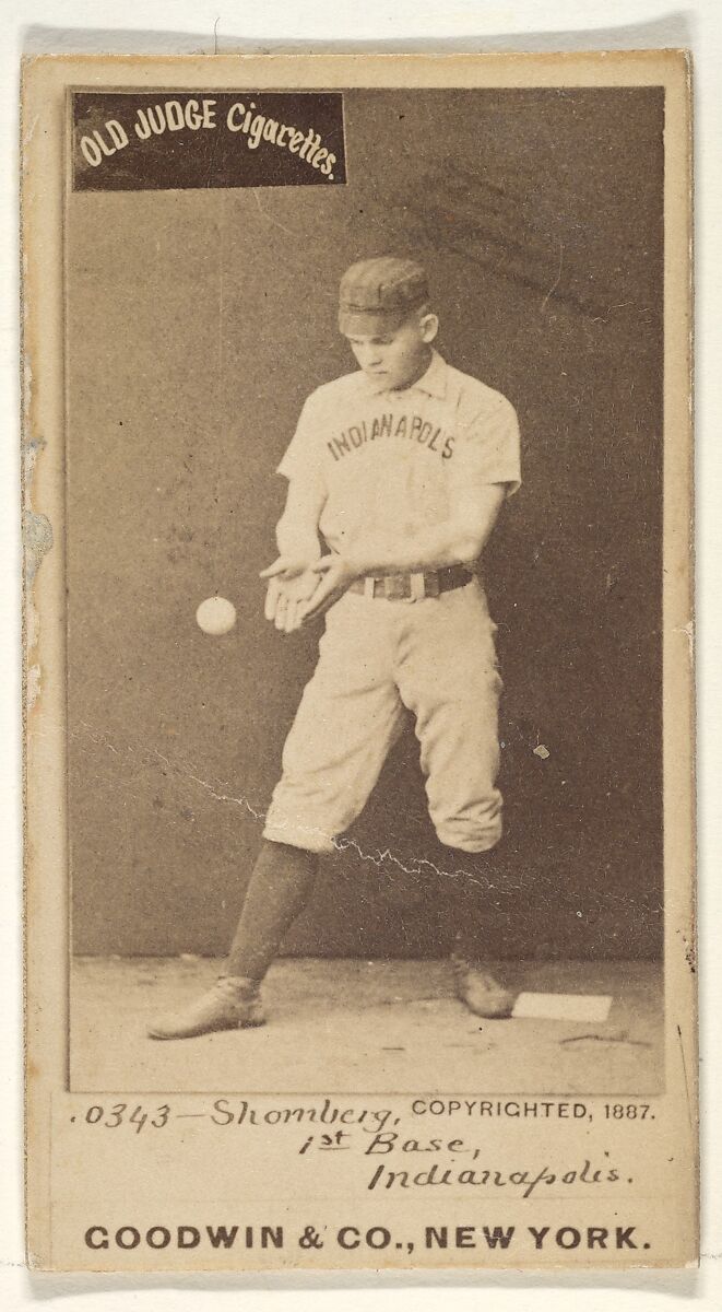 Shomberg, 1st Base, Indianapolis, from the Old Judge series (N172) for Old Judge Cigarettes, Issued by Goodwin &amp; Company, Albumen photograph 