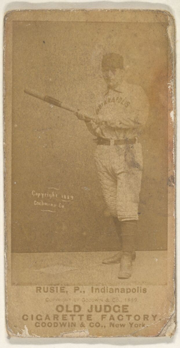 Amos Rusie, Pitcher, Indianapolis, from the Old Judge series (N172) for Old Judge Cigarettes, Issued by Goodwin &amp; Company, Albumen photograph 