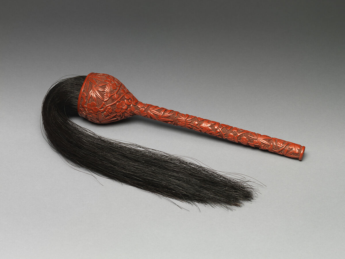 Duster with the flowers of four seasons, Carved red lacquer, China 