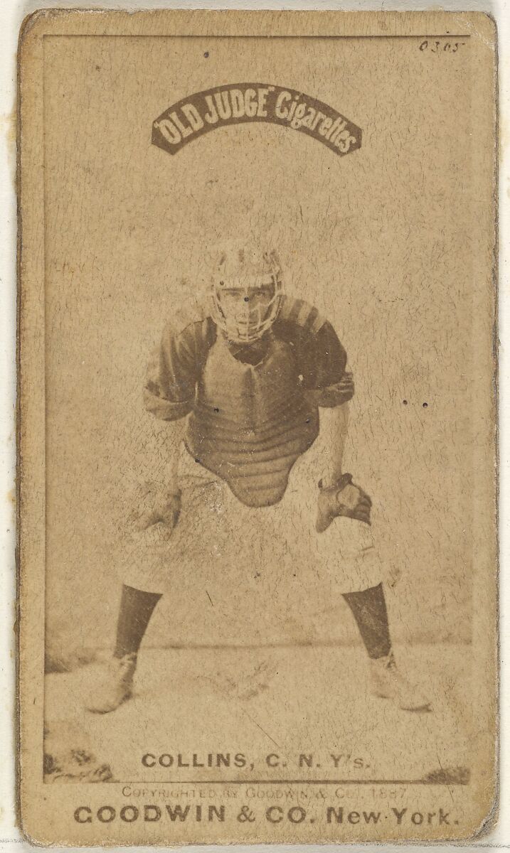 Bill Collins, Catcher, New York, from the Old Judge series (N172) for Old Judge Cigarettes, Issued by Goodwin &amp; Company, Albumen photograph 