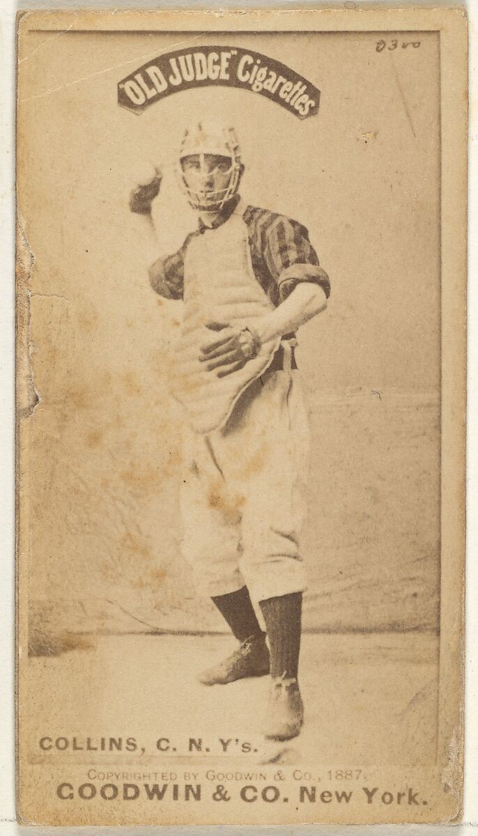 Bill Collins, Catcher, New York, from the Old Judge series (N172) for Old Judge Cigarettes, Issued by Goodwin &amp; Company, Albumen photograph 