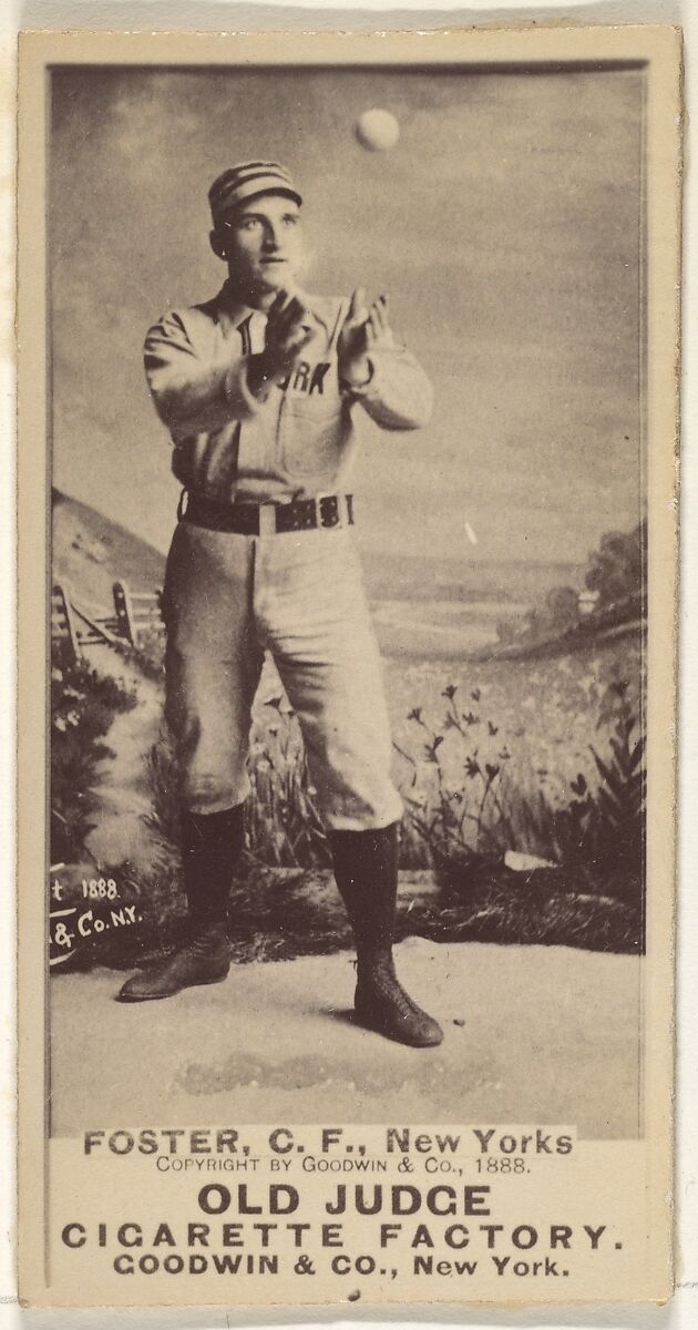 Elmer Ellsworth Foster, Center Field, New York, from the Old Judge series (N172) for Old Judge Cigarettes, Issued by Goodwin &amp; Company, Albumen photograph 