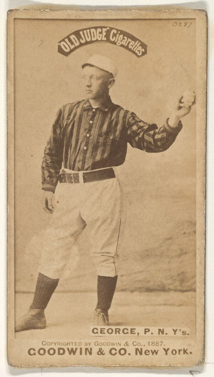 Bill George, Pitcher, New York, from the Old Judge series (N172) for Old Judge Cigarettes, Issued by Goodwin &amp; Company, Albumen photograph 