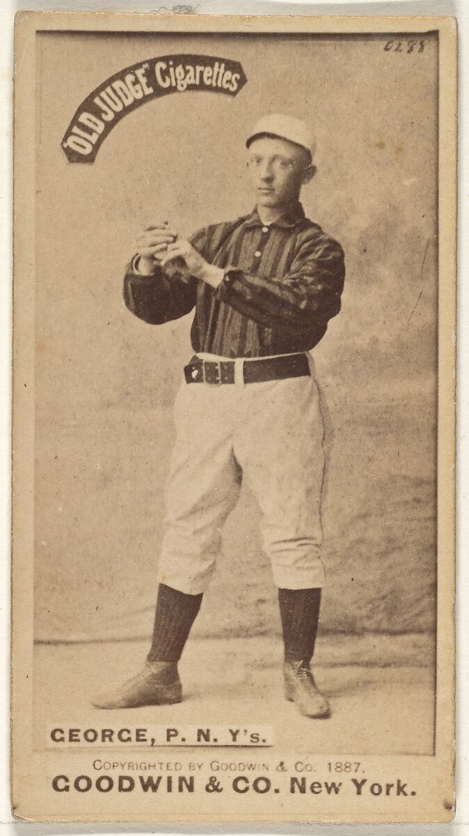 Bill George, Pitcher, New York, from the Old Judge series (N172) for Old Judge Cigarettes, Issued by Goodwin &amp; Company, Albumen photograph 