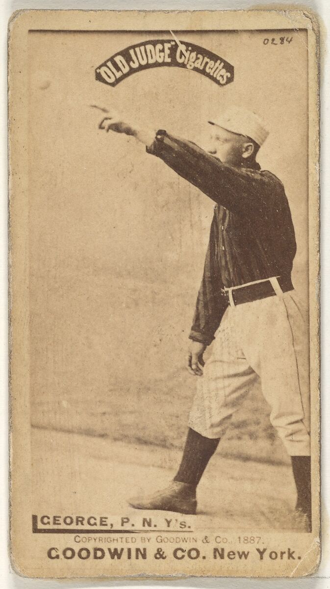 Bill George, Pitcher, New York, from the Old Judge series (N172) for Old Judge Cigarettes, Issued by Goodwin &amp; Company, Albumen photograph 