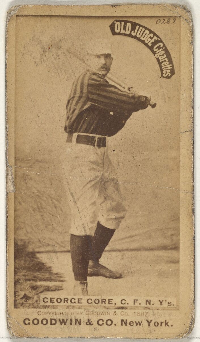 George F. "Piano Legs" Gore, Center Field, New York, from the Old Judge series (N172) for Old Judge Cigarettes, Issued by Goodwin &amp; Company, Albumen photograph 